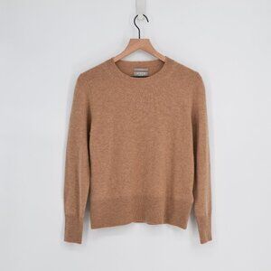 J Crew 100% Cashmere Classic Fit Crewneck Sweater in Heather Caramel Women's S